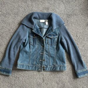 Liz Claiborne Denim Jacket with Knit Sleeves